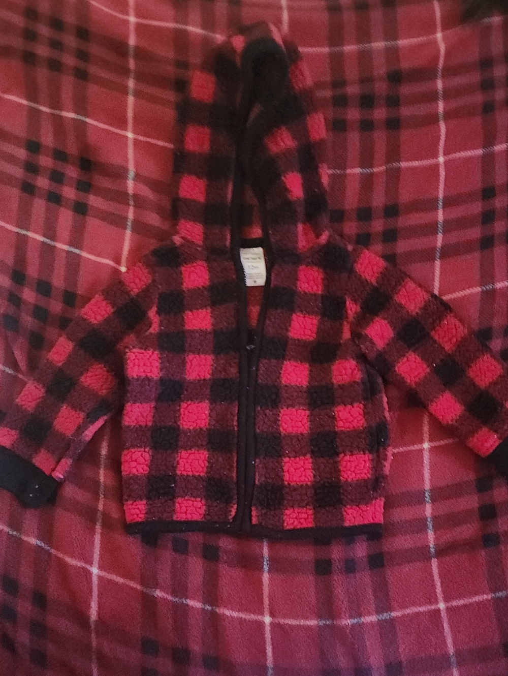 Carter's Red and Black Plaid Hooded Puffer Jacket